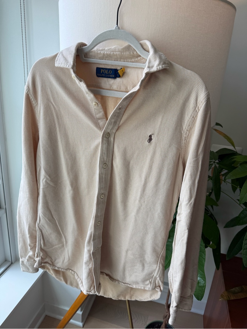 Polo by Ralph Lauren Men's Long-Sleeve Button-Down Shirt in Light Beige